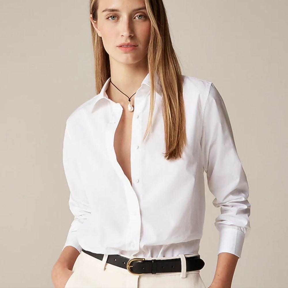 J. Crew Jules Classic Fit shirt in cotton poplin - white